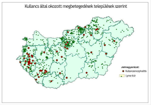 kullancs okozta megbetegedések térképe